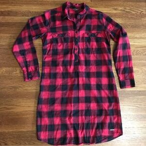 Eddie Bauer plaid flannel dress 6 Grunge 90s Buffalo red black